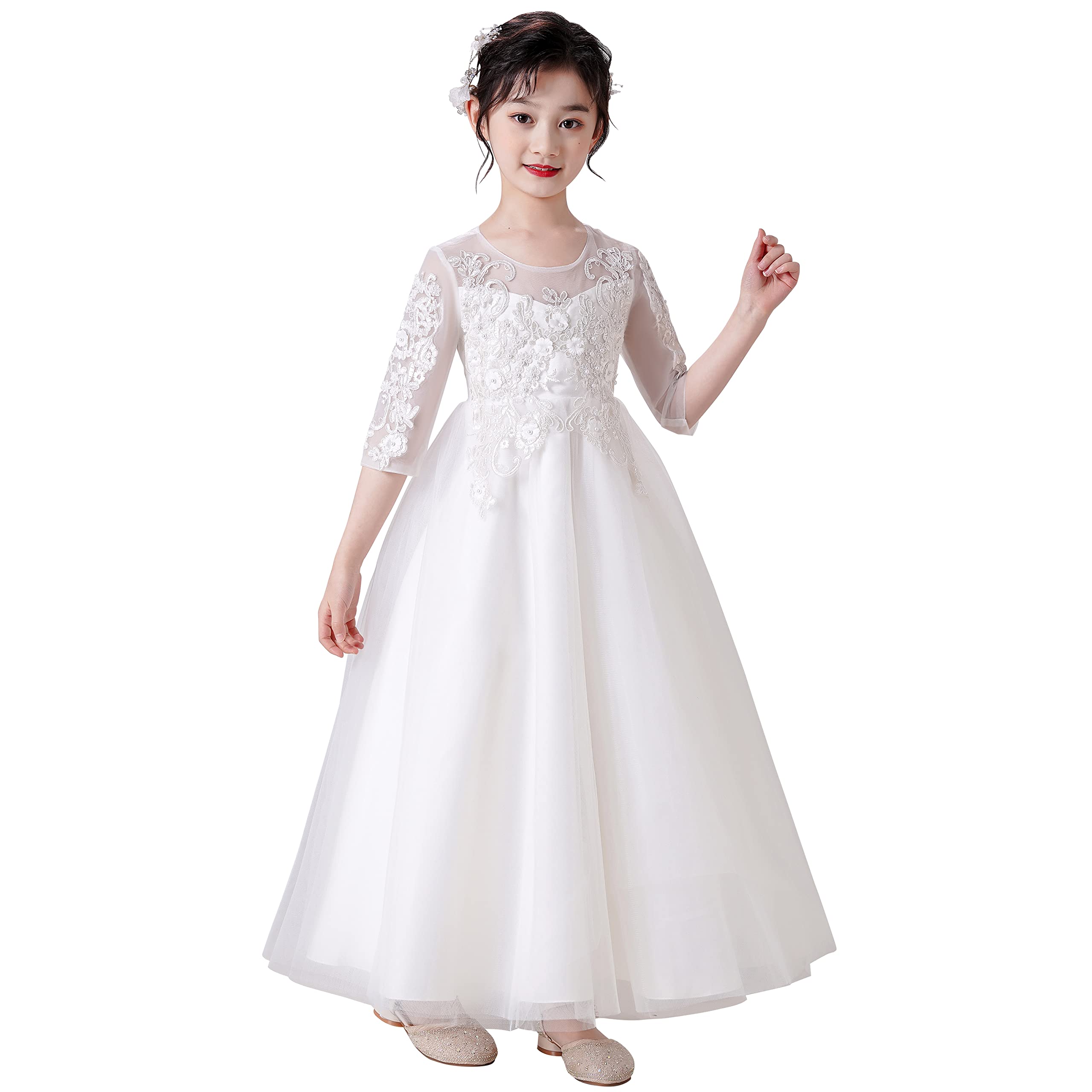 Weileenice White Size Long Sleeve Perfect for Piano and Entrance Embroidered Tulle Girls Dress, 140, Dress, Recitals, Weddings, Performances,
Weileenice White Size Long Sleeve Perfect for Piano and Entrance Embroidered Tulle Girls Dress, 140, Dress, Recitals, Weddings, Performances,