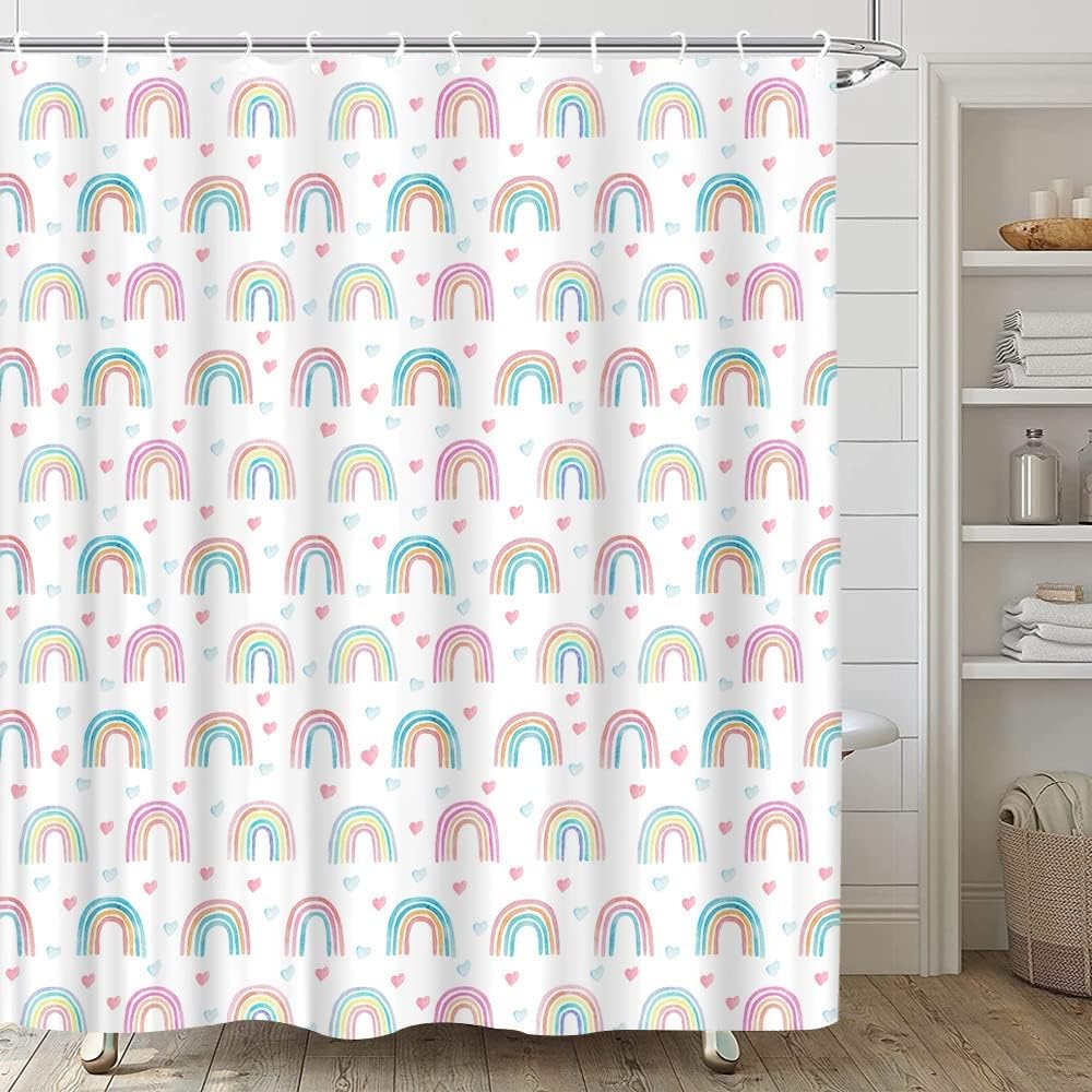 Rainbow Shower Curtain Cartoon Pattern Cute Boho Modern Simple Girls Decoration Bathroom Bathtub Decoration Set With Hooks W60H190(CM)-1 Pcs
Rainbow Shower Curtain Cartoon Pattern Cute Boho Modern Simple Girls Decoration Bathroom Bathtub Decoration Set With Hooks W60H190(CM)-1 Pcs