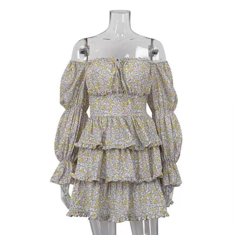 Fashion Style off-the-Shoulder Collar Tube Top Floral Dress Sexy One Line Collar Printed Dress Yellow L
Fashion Style off-the-Shoulder Collar Tube Top Floral Dress Sexy One Line Collar Printed Dress Yellow L