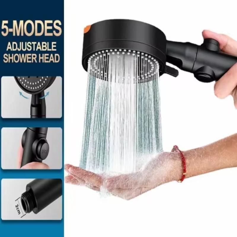 Shower Head Water Saving Black 5 Modes High Pressure Shower One Button Stop Water Massage Ecological Shower Accessories
Shower Head Water Saving Black 5 Modes High Pressure Shower One Button Stop Water Massage Ecological Shower Accessories