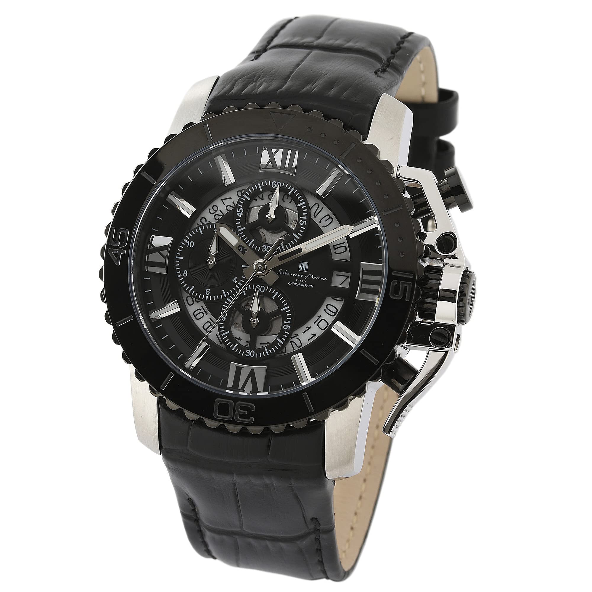 Salvatore Marra Men s Watch, Stainless Steel, Black and Silver, Waterproof, Analog Quartz Movement, Chronograph, Business, Casual, Gift, SSBK
Salvatore Marra Men s Watch, Stainless Steel, Black and Silver, Waterproof, Analog Quartz Movement, Chronograph, Business, Casual, Gift, SSBK