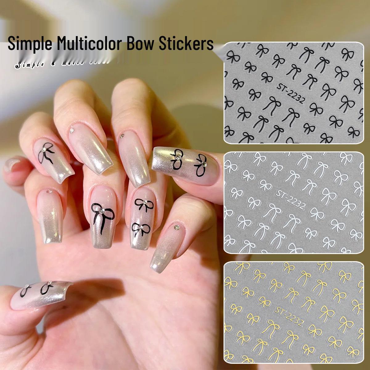 3D Bowknot Nail Stickers in Black, White, Gold, Silver, Red - Self-Adhesive Nail Decor Decals
3D Bowknot Nail Stickers in Black, White, Gold, Silver, Red - Self-Adhesive Nail Decor Decals