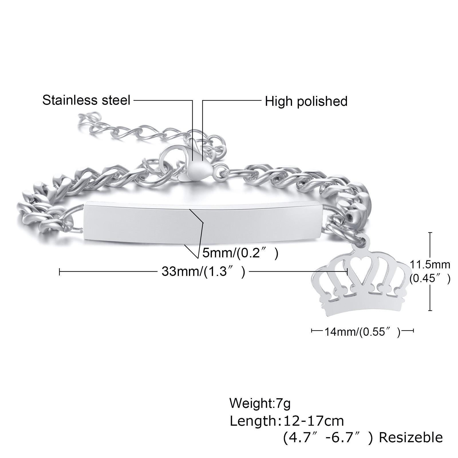 Customized Engraving Laser Name Bracelets For Kids Stainless Steel Bracelet With Crown Cuban Chain Custom Baby Jewelry Gifts
Customized Engraving Laser Name Bracelets For Kids Stainless Steel Bracelet With Crown Cuban Chain Custom Baby Jewelry Gifts