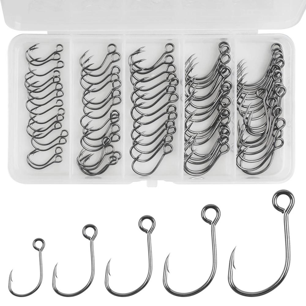 75Pcs Fishing Inline Single Hooks for Spoon Spinner Lures Baits Large Eye Inline Circle Hook for Freshwater Saltwater Fishing
75Pcs Fishing Inline Single Hooks for Spoon Spinner Lures Baits Large Eye Inline Circle Hook for Freshwater Saltwater Fishing