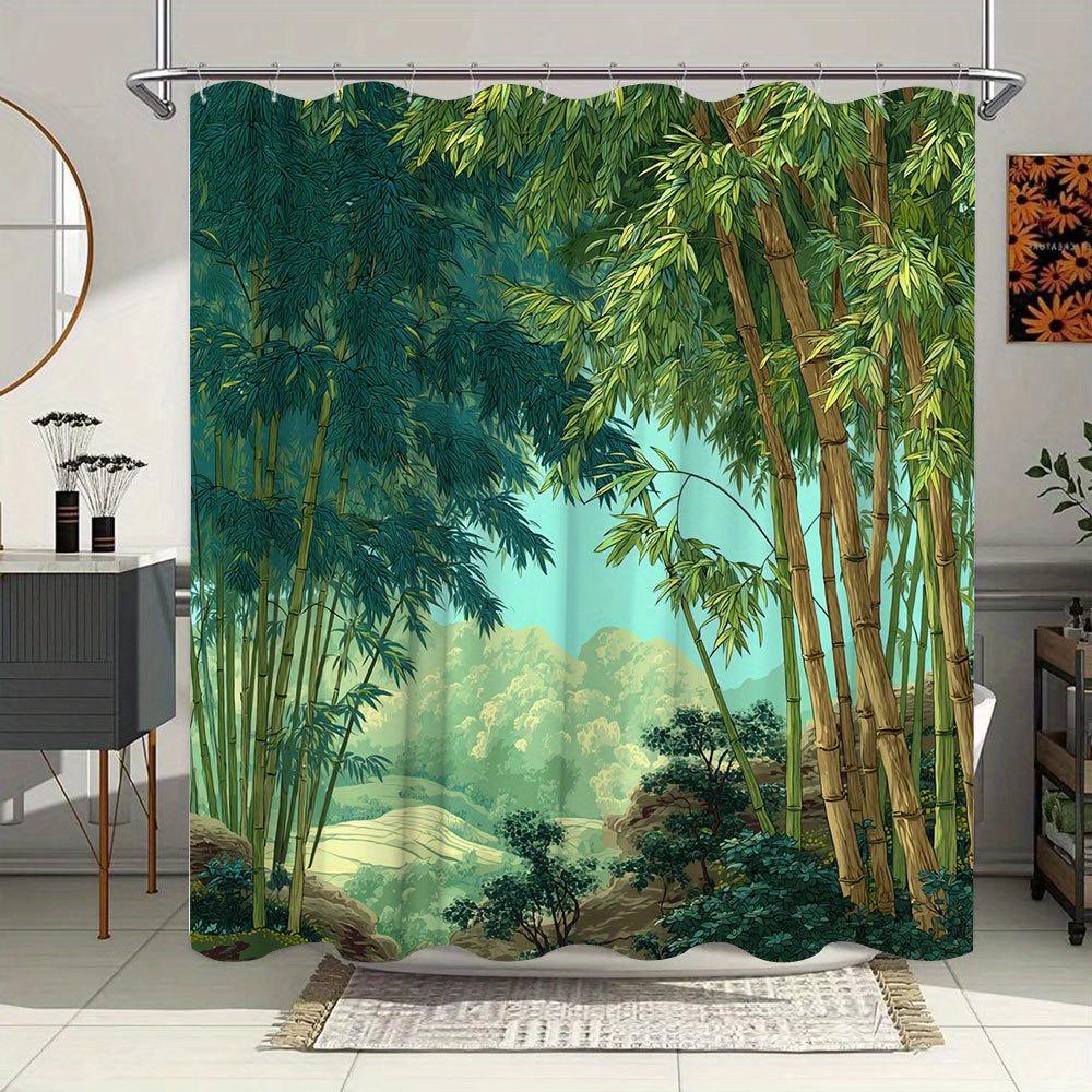 1Pc Bamboo Forest Bath Curtain - Serene Landscape With Tall Slender Stalks, Lush Green Foliage & Rolling Hills, Realistic Styliz W60H190(CM)-1 Pcs
1Pc Bamboo Forest Bath Curtain - Serene Landscape With Tall Slender Stalks, Lush Green Foliage & Rolling Hills, Realistic Styliz W60H190(CM)-1 Pcs