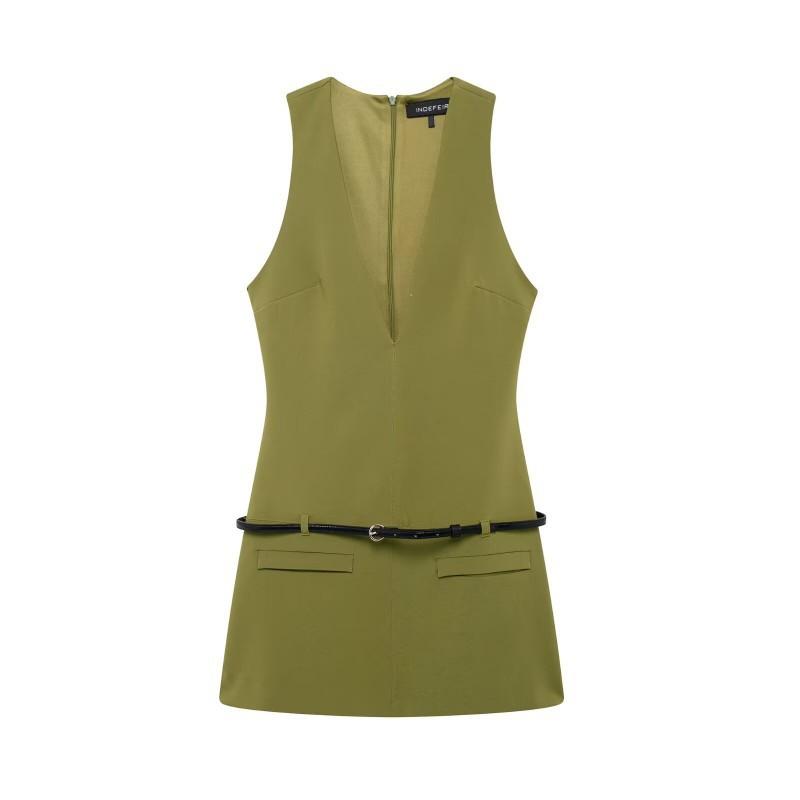 European American Women s Clothing Summer Belt V-neck Sleeveless Short Dress L
European American Women s Clothing Summer Belt V-neck Sleeveless Short Dress L