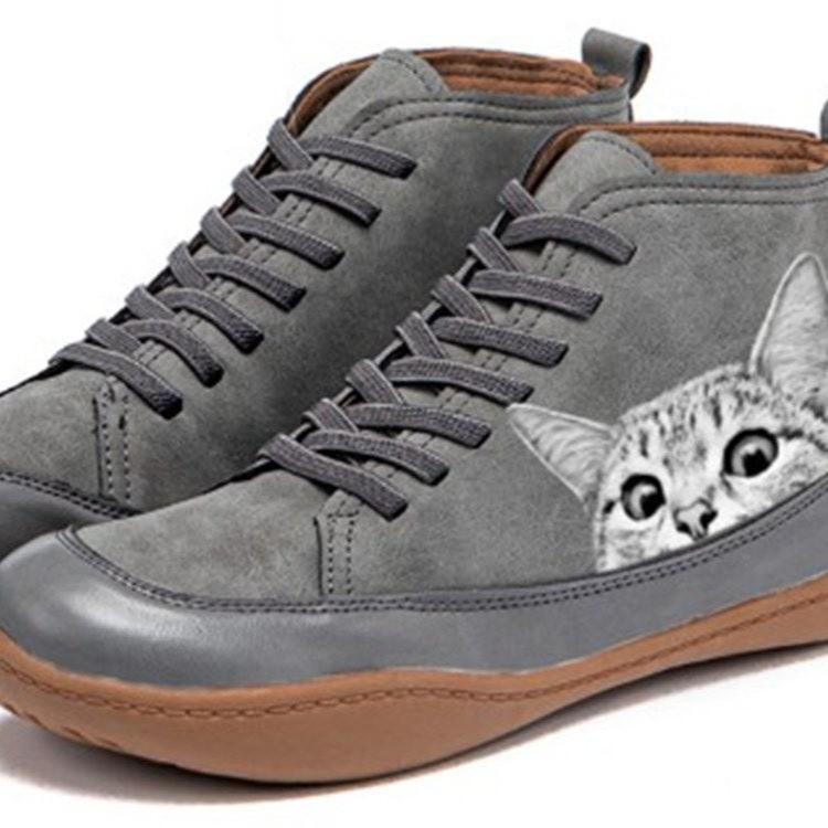 Printed cat series boots, comfortable large size flat boots 35 серый
Printed cat series boots, comfortable large size flat boots 35 серый