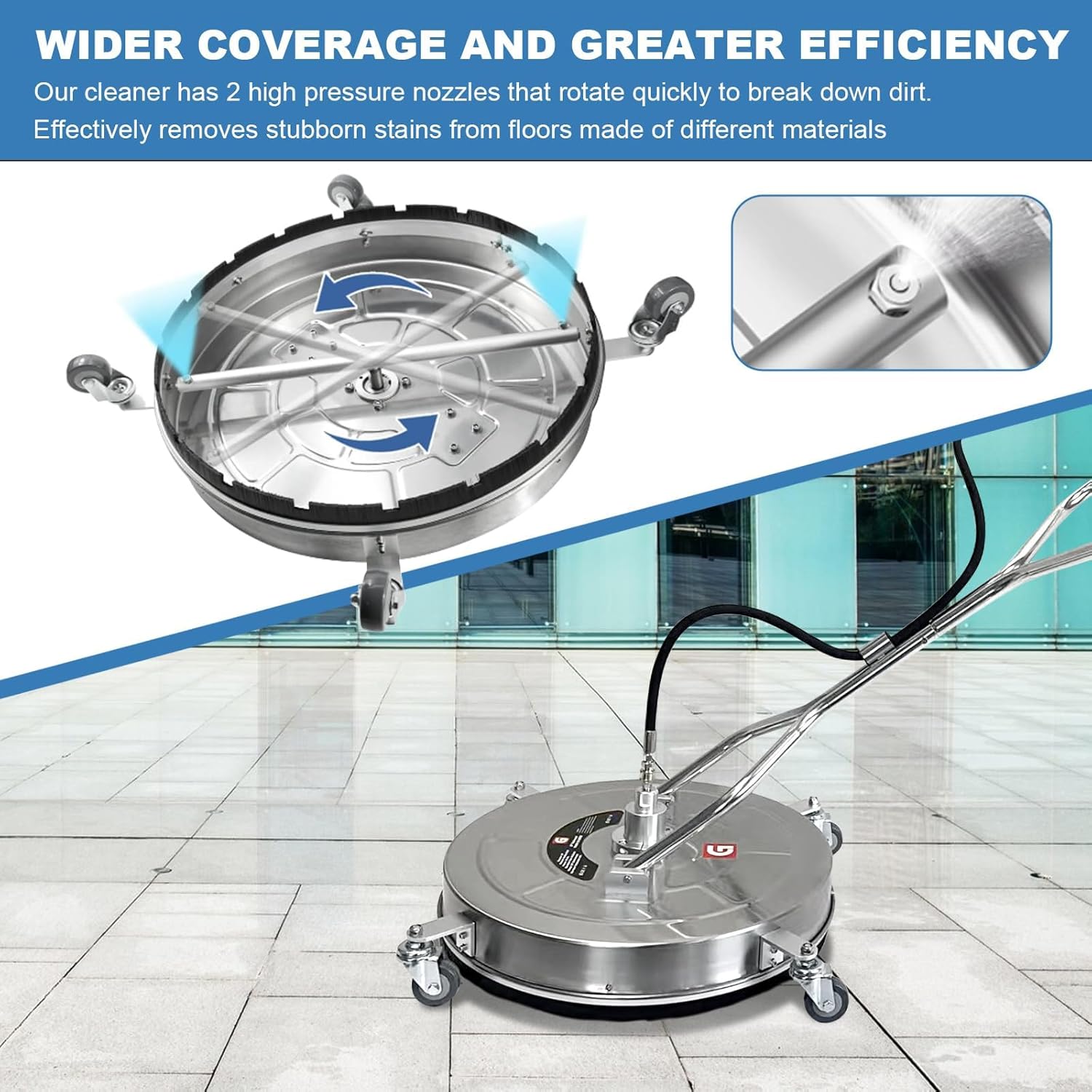 20 Pressure Power Washer Surface Cleaner 4600PSI with 4 Wheels & Dual Handles 3/8 Quick Connect for Concrete Driveway Sidewalk United States
20 Pressure Power Washer Surface Cleaner 4600PSI with 4 Wheels & Dual Handles 3/8 Quick Connect for Concrete Driveway Sidewalk United States