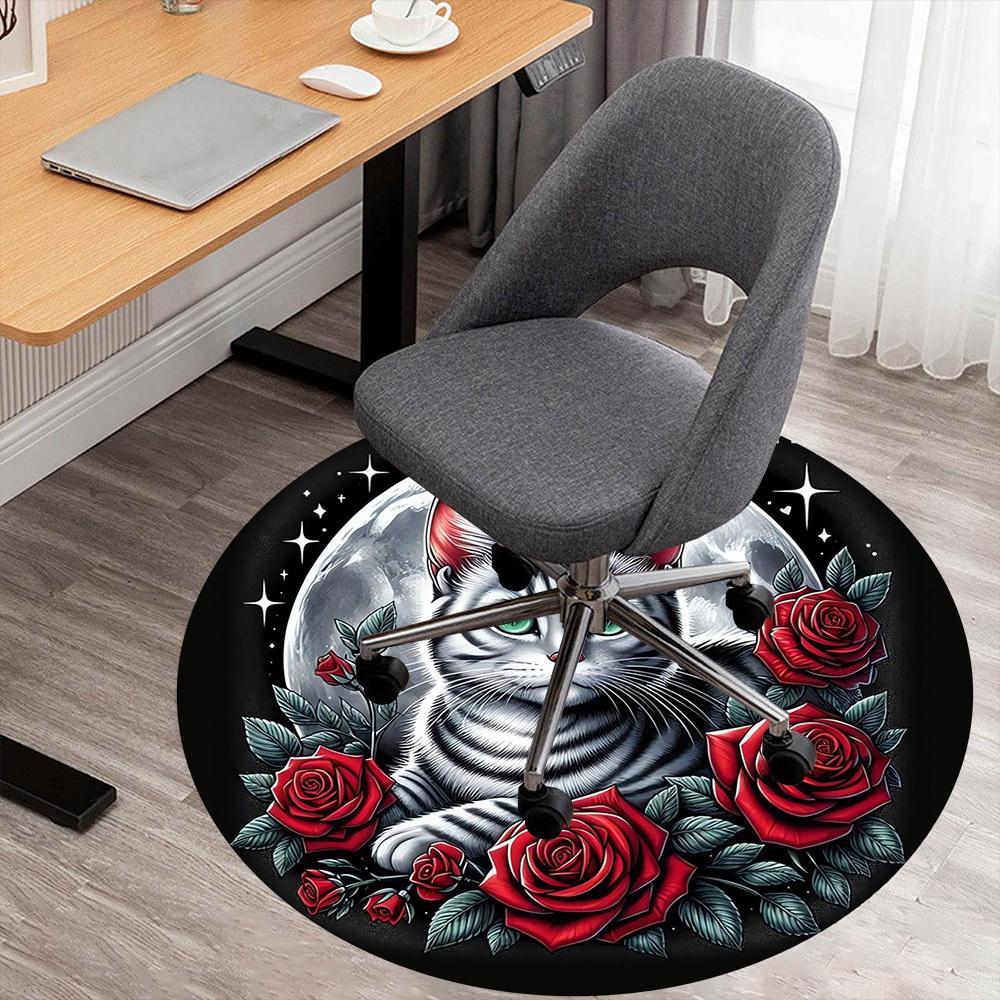 1pc Moonlit Cat Roses Round Chair mat Area Rug - Non-Slip, Floor Mat for Office, Bedroom, Ideal home decor Christmas Gift p0811477 80cm
1pc Moonlit Cat Roses Round Chair mat Area Rug - Non-Slip, Floor Mat for Office, Bedroom, Ideal home decor Christmas Gift p0811477 80cm