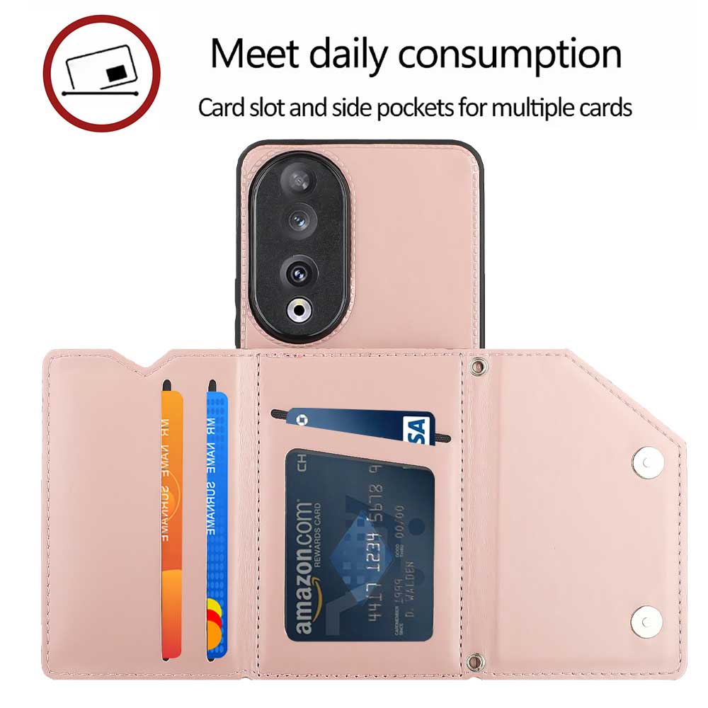 For Honor 90 Case Card Holder Kickstand Phone Back Cover with Shoulder Strap Rose Gold
For Honor 90 Case Card Holder Kickstand Phone Back Cover with Shoulder Strap Rose Gold