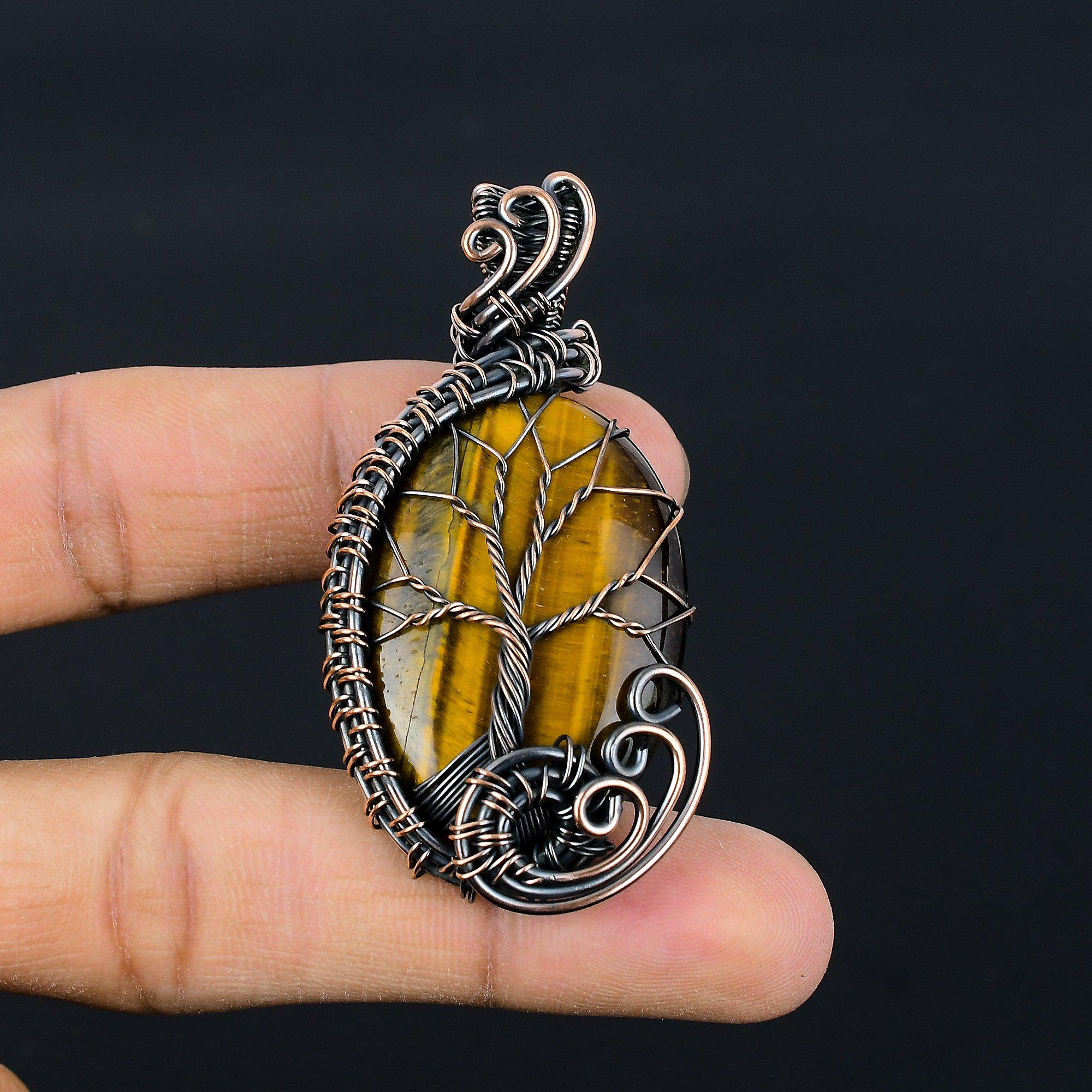 Tree Of Life Tiger Eye Pendant, Handmade Gemstone 999 Copper Wire Wrapped Pendant Antique Jewelry, For Gift Silver Jewelry 2.55 Inches
Tree Of Life Tiger Eye Pendant, Handmade Gemstone 999 Copper Wire Wrapped Pendant Antique Jewelry, For Gift Silver Jewelry 2.55 Inches