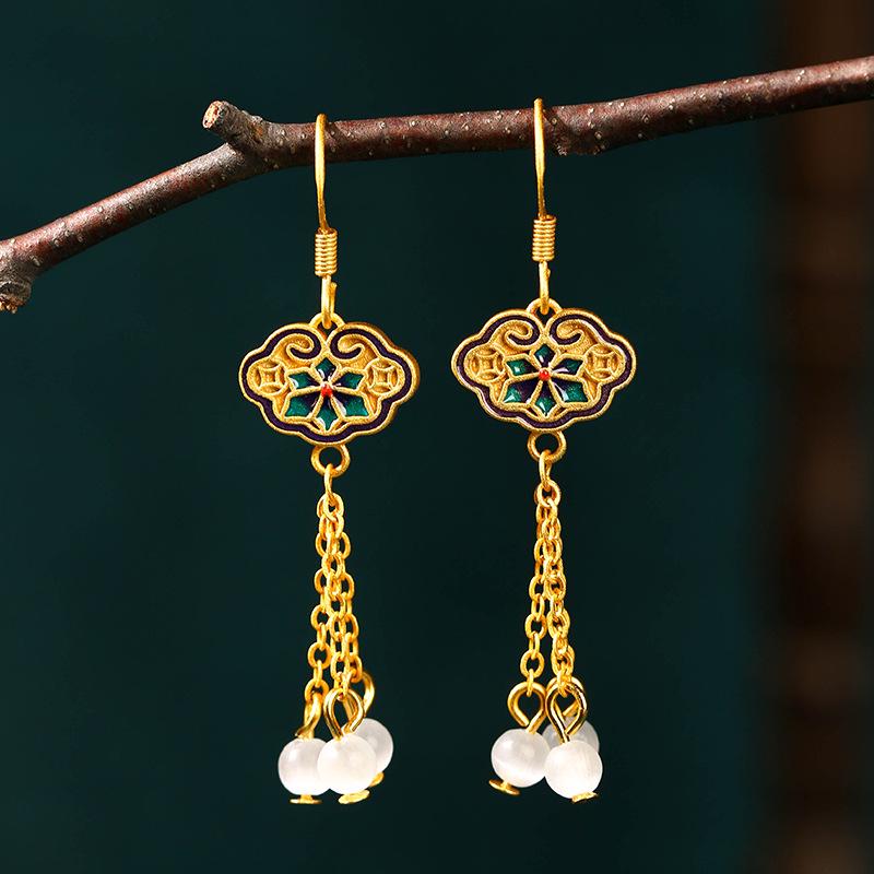 Airyuan Cat s Eye Stone Tassel Earrings - Elegant Chinese Fairy Jewelry for Women Electroplated 24K Gold
Airyuan Cat s Eye Stone Tassel Earrings - Elegant Chinese Fairy Jewelry for Women Electroplated 24K Gold