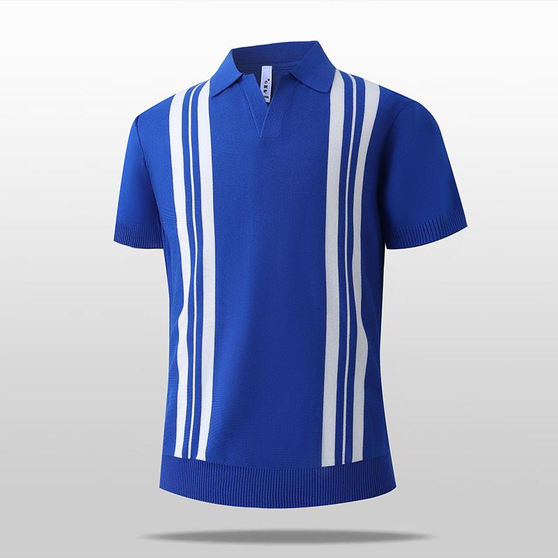 Striped Contrasting Color Lapel Ice Silk Knitted V-neck POLO Shirt Half-sleeved Ice Silk Breathable Casual Versatile Polo Shirt Short-sleeved T M синій
Striped Contrasting Color Lapel Ice Silk Knitted V-neck POLO Shirt Half-sleeved Ice Silk Breathable Casual Versatile Polo Shirt Short-sleeved T M синій