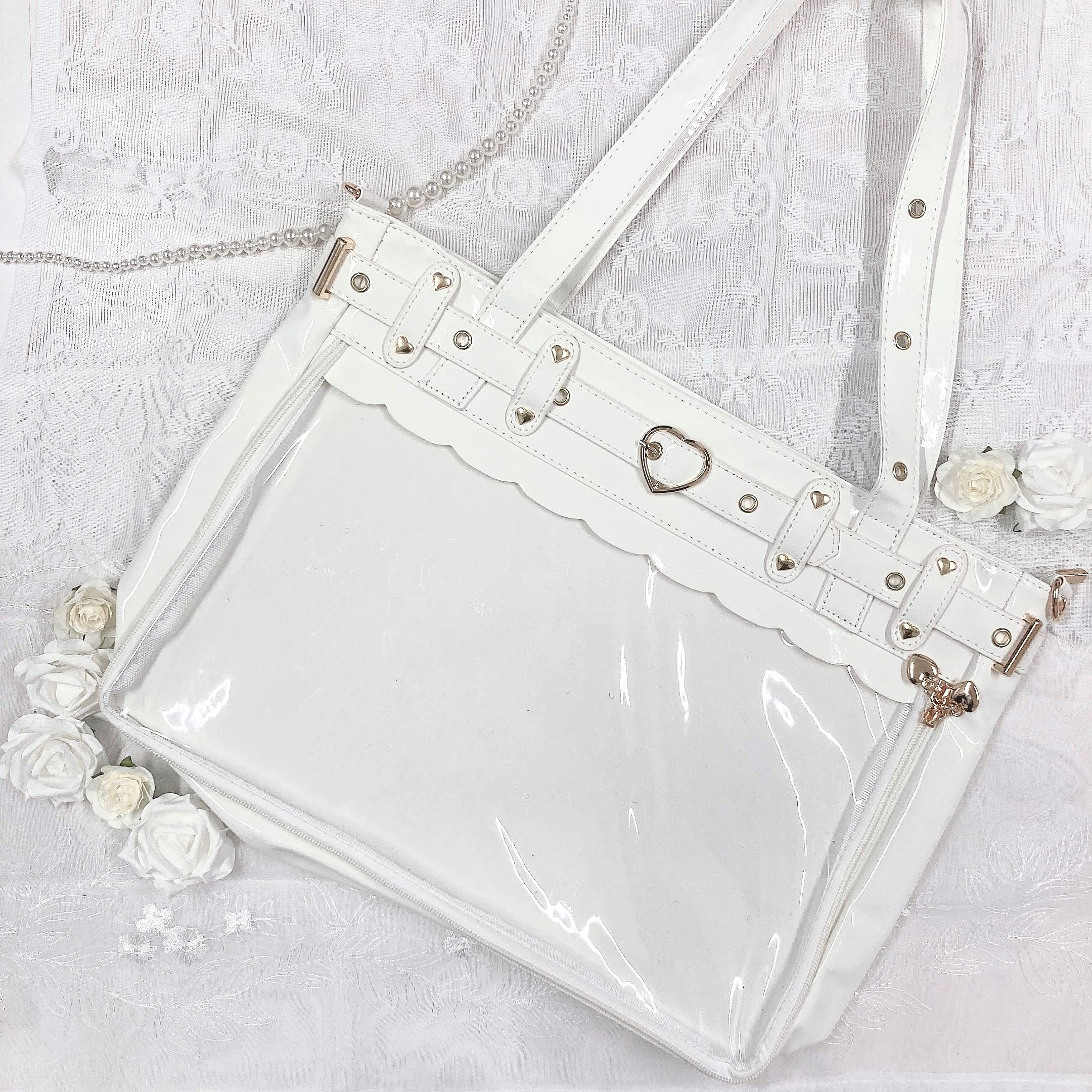 Ita Bag with Heart Belt Transparent Clear Showcase Bag Otakatsu White for Women Medium Size
Ita Bag with Heart Belt Transparent Clear Showcase Bag Otakatsu White for Women Medium Size