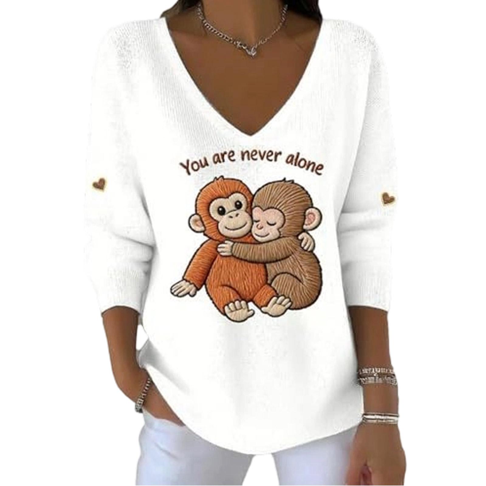 Women s Fashion Casual Animation Monkey Letter Print V-neck Long Sleeve T-shirt Top S білий
Women s Fashion Casual Animation Monkey Letter Print V-neck Long Sleeve T-shirt Top S білий