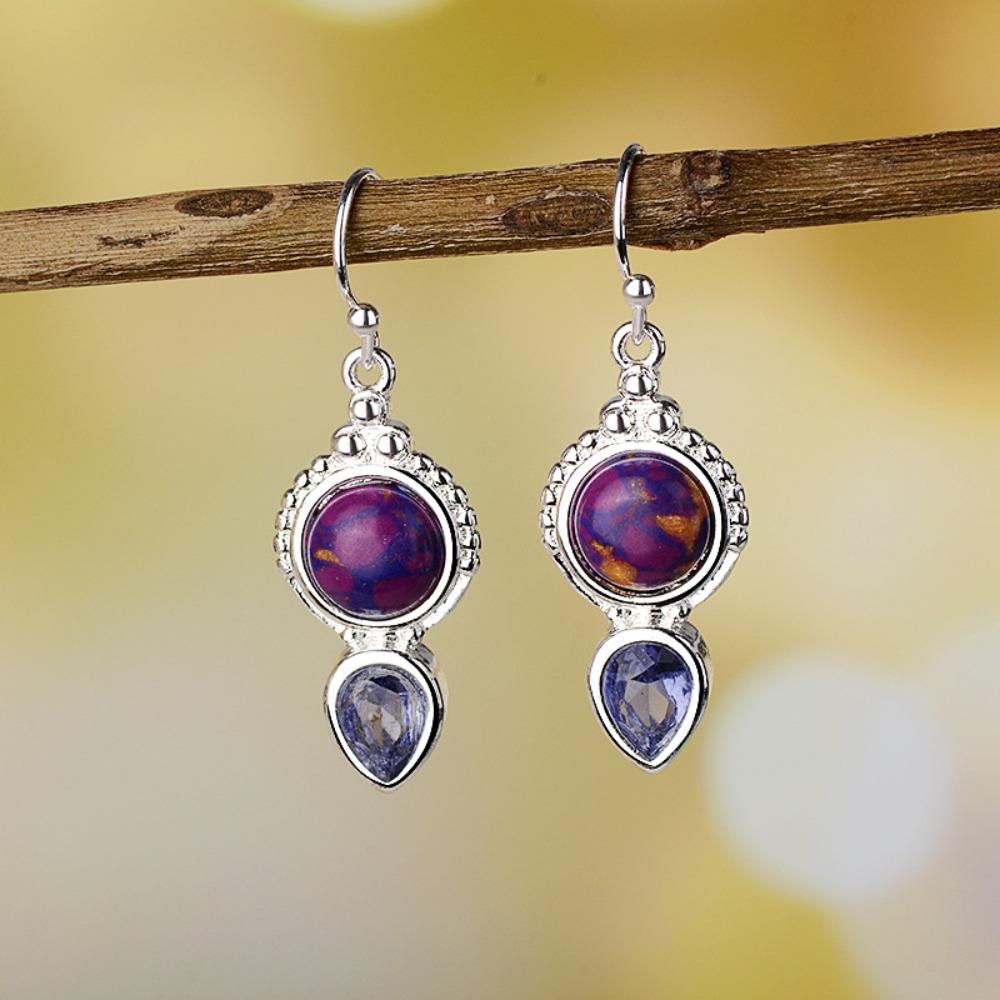 Elegant S925 Plated Charoite Drop Earrings Women Stylish Purple Crystal Dangle Jewelry Gift
Elegant S925 Plated Charoite Drop Earrings Women Stylish Purple Crystal Dangle Jewelry Gift