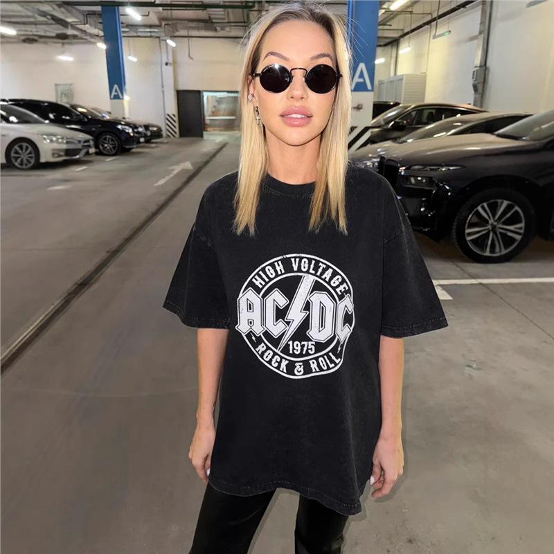 Retro Hip-Hop Washed T-Shirt - 100% Cotton, Chic Short-Sleeve with European & American Vintage Print Medium
Retro Hip-Hop Washed T-Shirt - 100% Cotton, Chic Short-Sleeve with European & American Vintage Print Medium
