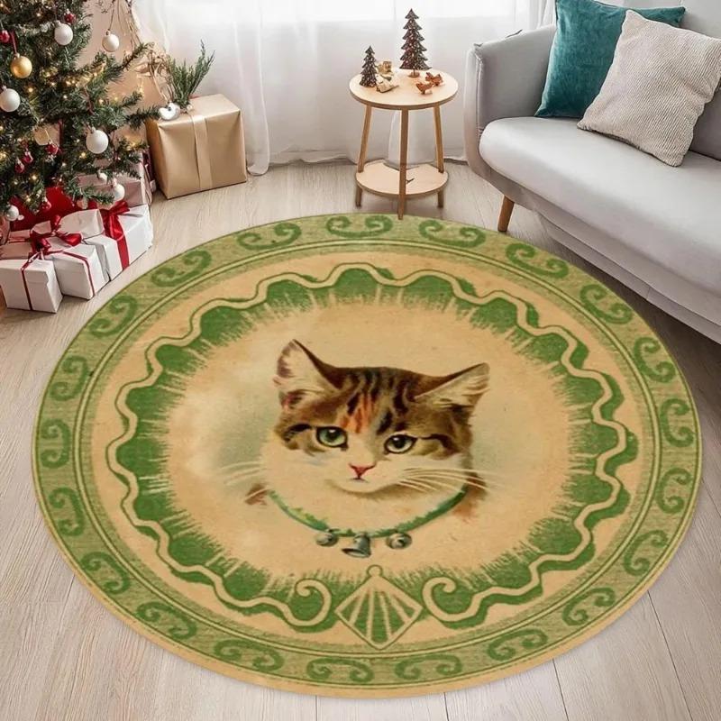 Sweet Cat Pattern Round Rug, Vintage Cat Portrait Design, Soft Non-slip Floor Mat, Home Decor Carpet for Living Room, Bedroom 60cmx60cm
Sweet Cat Pattern Round Rug, Vintage Cat Portrait Design, Soft Non-slip Floor Mat, Home Decor Carpet for Living Room, Bedroom 60cmx60cm