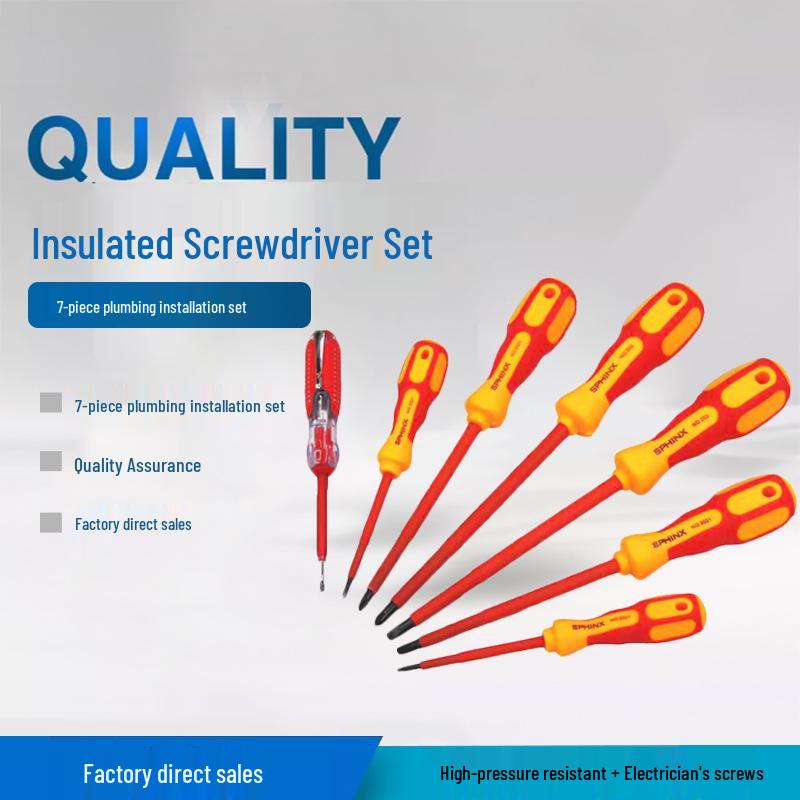 Electrician Insulated Screwdriver Set with Voltage Tester - Phillips & Flathead Tools
Electrician Insulated Screwdriver Set with Voltage Tester - Phillips & Flathead Tools