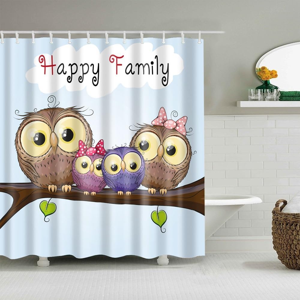 Fabric Shower Curtain, Polyester Waterproof Quick-Drying Weighted Hem Shower Curtains Set for Bathroom (Cartoon Owl, 72 W x 72 90x180cm
Fabric Shower Curtain, Polyester Waterproof Quick-Drying Weighted Hem Shower Curtains Set for Bathroom (Cartoon Owl, 72 W x 72 90x180cm