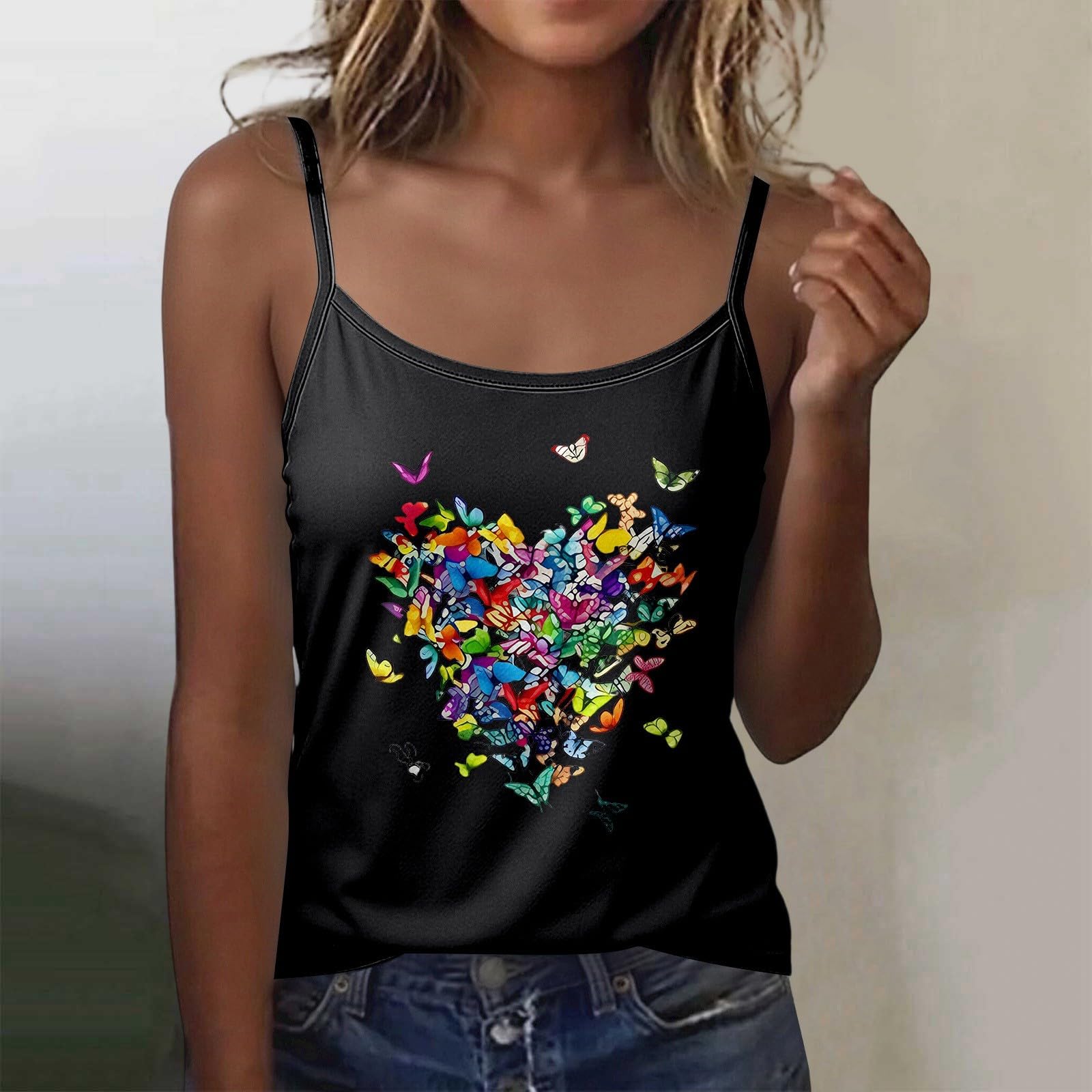 Women Sleeveless Tank Top Slim Fit Stretchy Basic Round Neck Camisole Casual Summer Shirt with Butterfly Heart Print M чёрный
Women Sleeveless Tank Top Slim Fit Stretchy Basic Round Neck Camisole Casual Summer Shirt with Butterfly Heart Print M чёрный