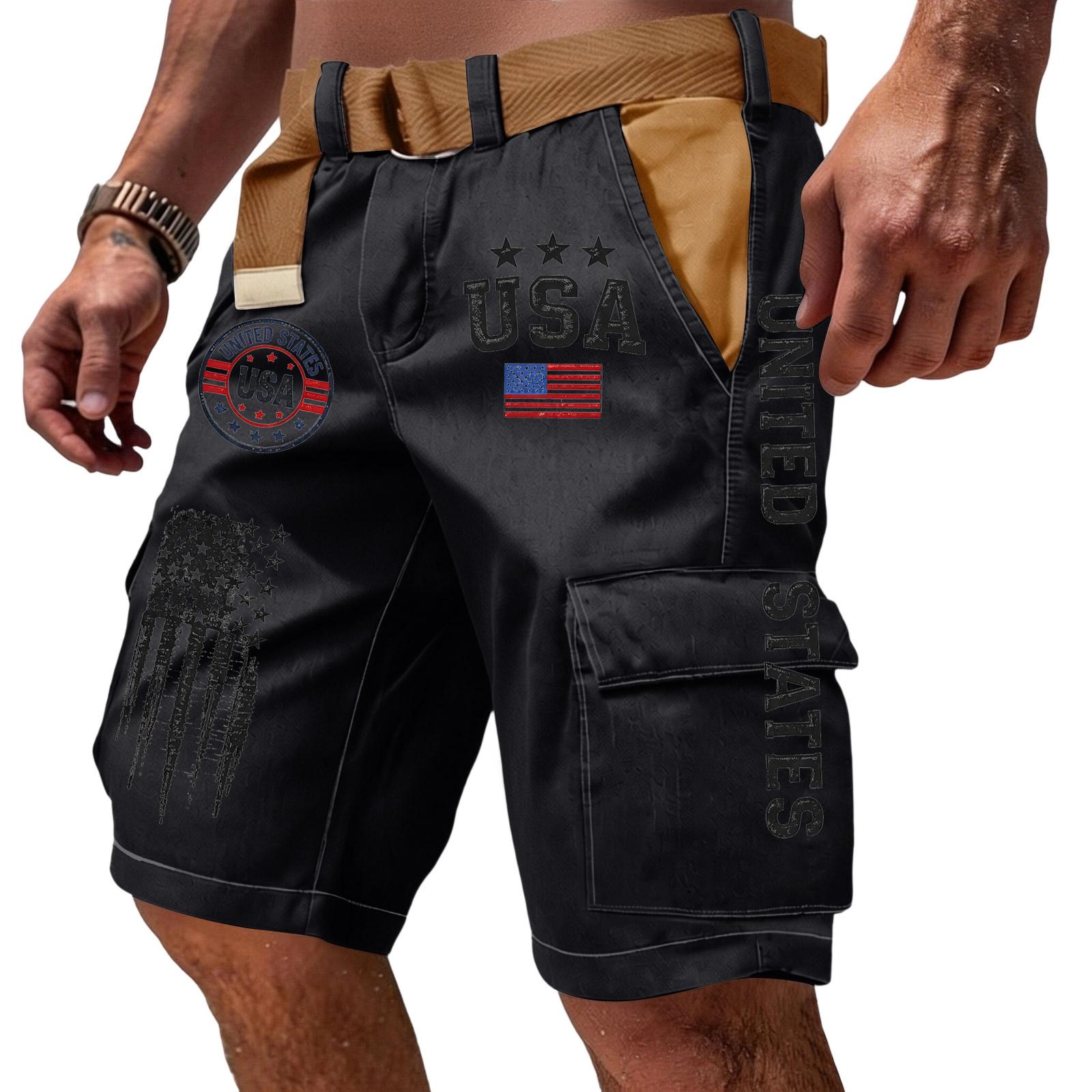 Men s Casual Multi Pocket Cargo Shorts with Embroidered Lettering and Flag Print Lightweight Durable Fabric Suitable for Outdoor Activities M чёрный
Men s Casual Multi Pocket Cargo Shorts with Embroidered Lettering and Flag Print Lightweight Durable Fabric Suitable for Outdoor Activities M чёрный