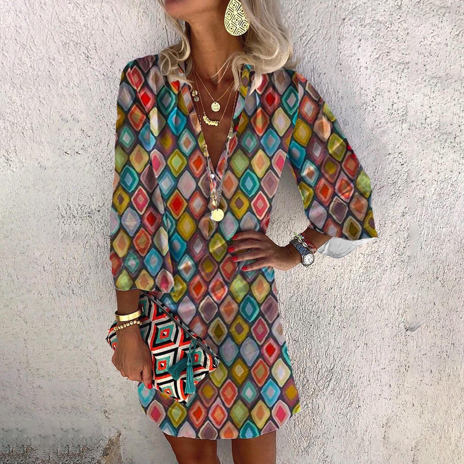 Платья для женщин Повседневное платье с V-образным вырезом Повседневное платье с рукавами три четверти Сарафан на пуговицах L разноцветный
Платья для женщин Повседневное платье с V-образным вырезом Повседневное платье с рукавами три четверти Сарафан на пуговицах L разноцветный