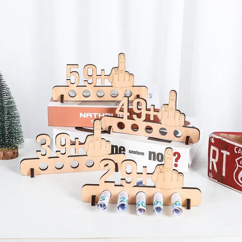 PDTO деревянный держатель для денег, подарок на средний палец, держатель для денег на день рождения, юбилей, подарок