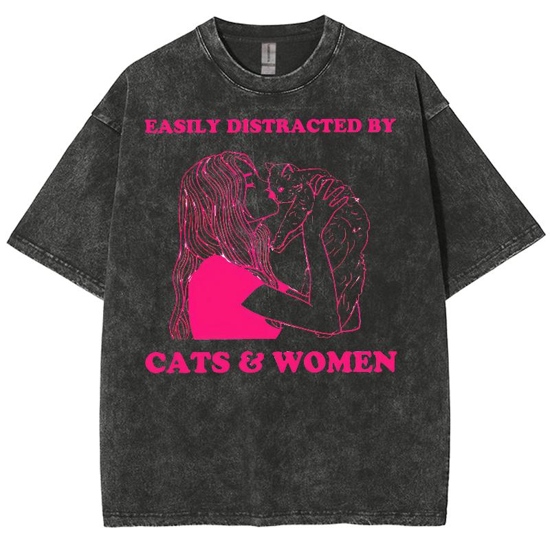 Girly Pink Girl Hugging Cat Line Print Women T-Shirt Hot Sweetheart Cute Wash Short Sleeve Casual Top S
Girly Pink Girl Hugging Cat Line Print Women T-Shirt Hot Sweetheart Cute Wash Short Sleeve Casual Top S