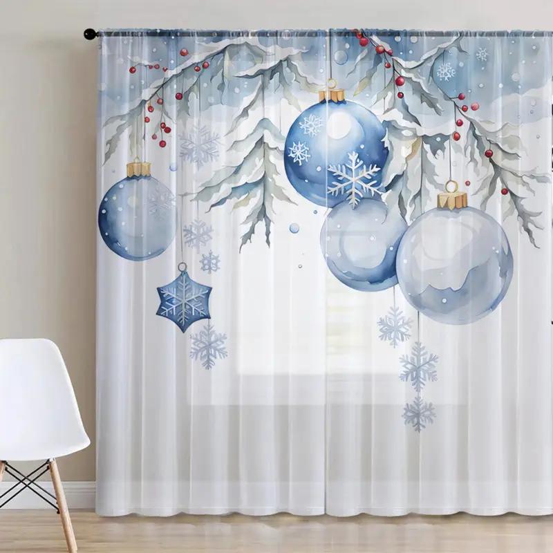 2 шт. Рождественские синие шары Прозрачные шторы с дизайном кулиски, Защита конфиденциальности, Подходят для украшения в различных сценах 39Wx51L(100x130cm)X2&Rod Pocket
2 шт. Рождественские синие шары Прозрачные шторы с дизайном кулиски, Защита конфиденциальности, Подходят для украшения в различных сценах 39Wx51L(100x130cm)X2&Rod Pocket