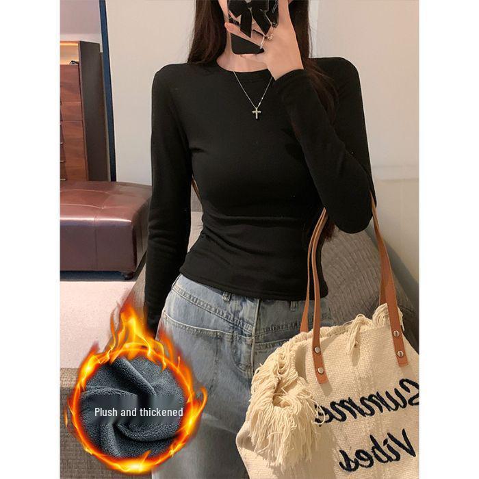 Women s White Fleece-Lined Straight Shoulder Long Sleeve Spicy Slimming T-Shirt for All Seasons Large чорний
Women s White Fleece-Lined Straight Shoulder Long Sleeve Spicy Slimming T-Shirt for All Seasons Large чорний