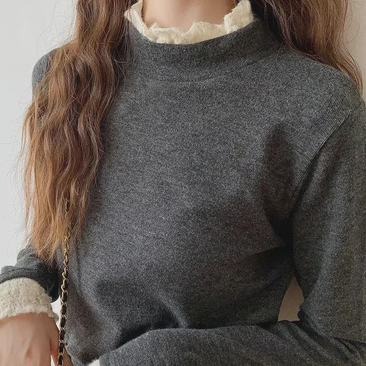 Женская рубашка с воротником-стойкой из немецкого бархата и кружевом, плюс бархатная футболка с длинным рукавом, идеально подходит для весны, осени и зимы S темно-серого
Женская рубашка с воротником-стойкой из немецкого бархата и кружевом, плюс бархатная футболка с длинным рукавом, идеально подходит для весны, осени и зимы S темно-серого