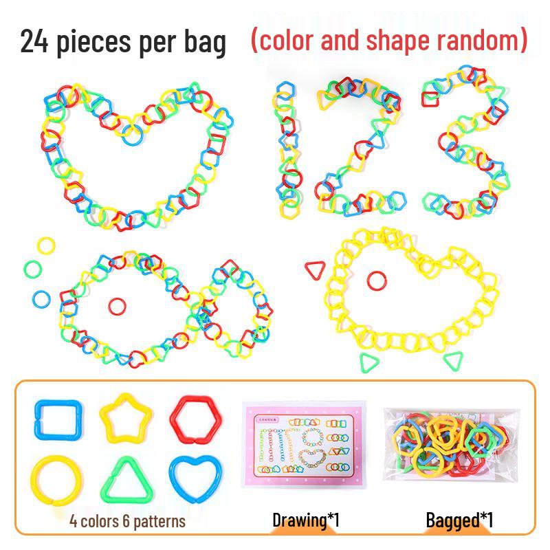 Geometric Buckle Chain Toy for Fine Motor Skills, Concentration & Hand-Eye Coordination with Large Particle Building Blocks
Geometric Buckle Chain Toy for Fine Motor Skills, Concentration & Hand-Eye Coordination with Large Particle Building Blocks