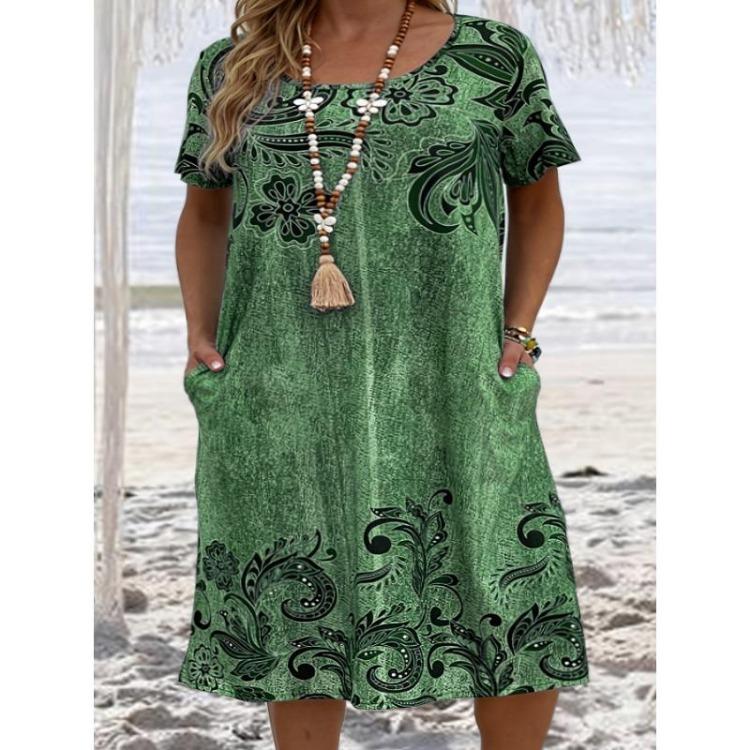 Женские повседневные платья больших размеров Лето Весна Короткий рукав Свободная талия Круглый вырез Модный принт XL зелёный
Женские повседневные платья больших размеров Лето Весна Короткий рукав Свободная талия Круглый вырез Модный принт XL зелёный