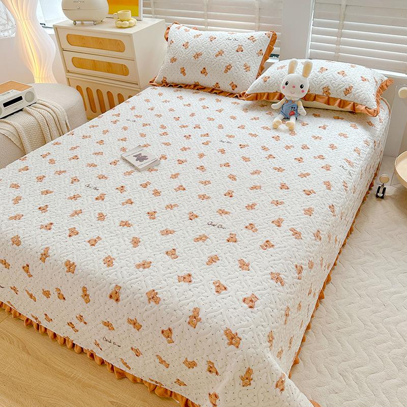 Новое покрывало из молочного флиса, маленькое и свежее кружевное хлопковое покрывало с зажимом, комплект постельного белья, можно стирать в машине, коврик татами 0.9*2.0m