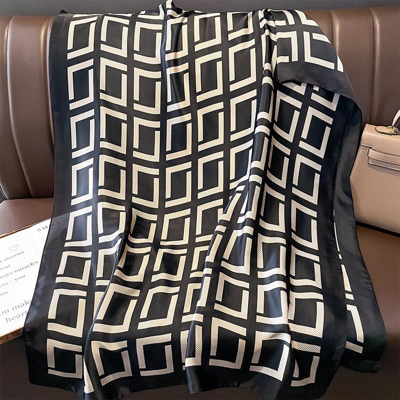 Корейская версия Летняя Новая Модная Шелковая Многофункциональная Шаль с Защитой от Солнца Одеяло для Кондиционирования Воздуха Высококачественный Длинный Шелковый Шарф 90*180cm