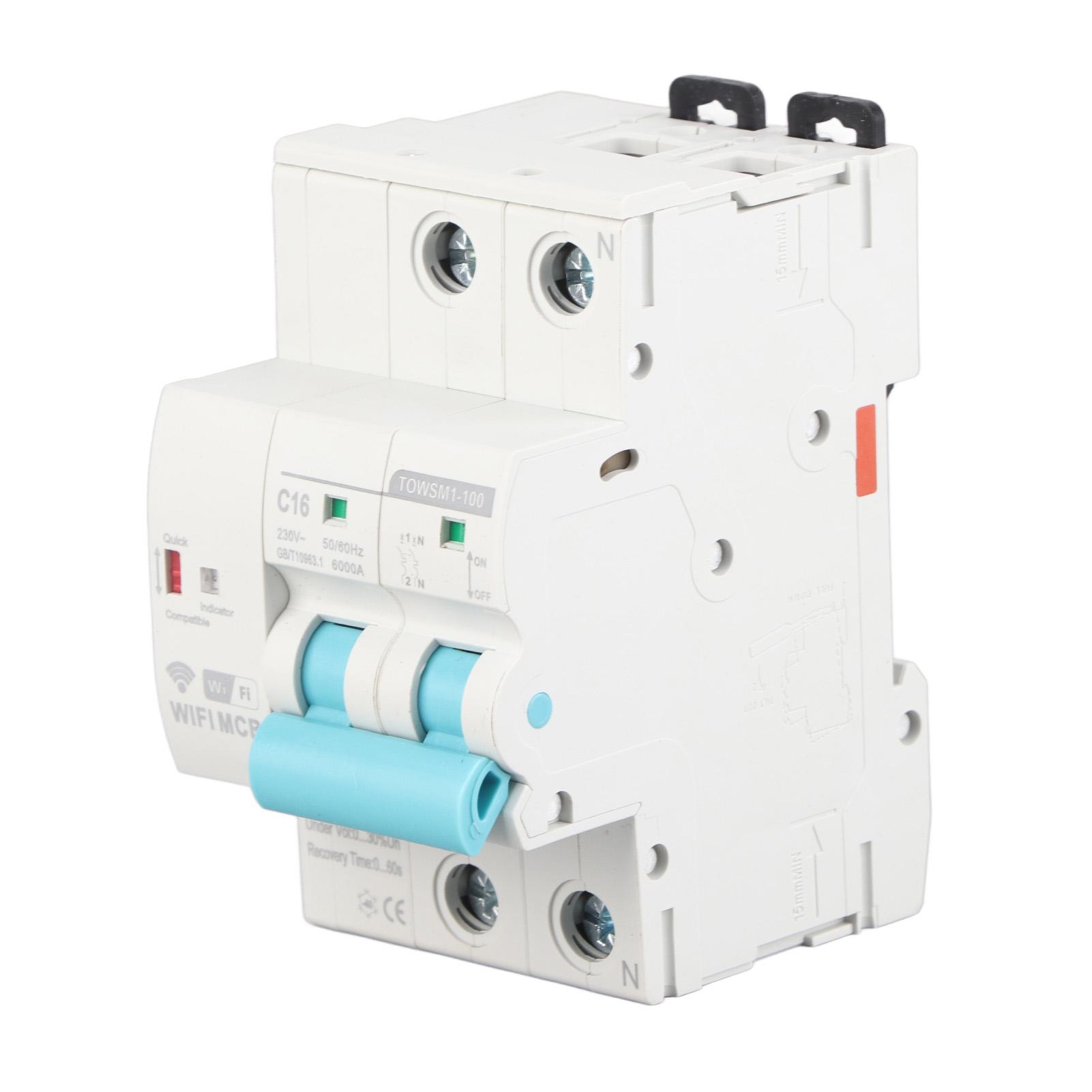 WiFi Circuit Breaker Intelligent 2P Din Rail Mount AC 230V for Household Factory TOWSM1100
WiFi Circuit Breaker Intelligent 2P Din Rail Mount AC 230V for Household Factory TOWSM1100