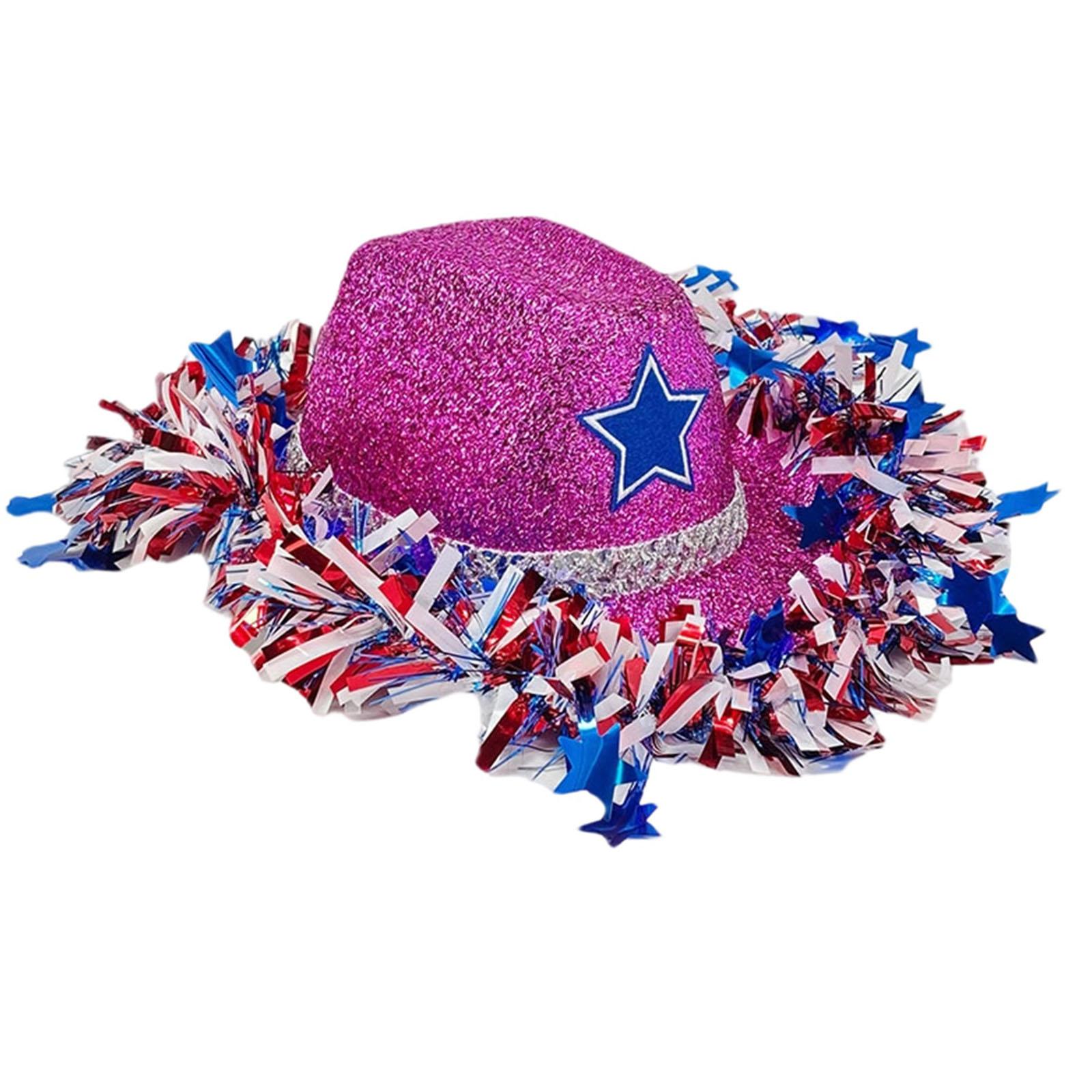 Glitter Cowboy Hat with Star Patch and Festive Fringe Trim for Patriotic Themed Parties and Celebrations one size
Glitter Cowboy Hat with Star Patch and Festive Fringe Trim for Patriotic Themed Parties and Celebrations one size