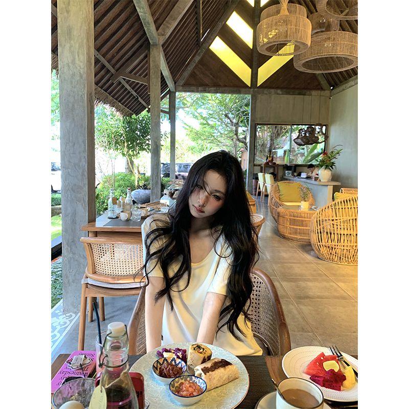 Shoulder Funnj round Neck Loose Summer Short Sleeve T-shirt Frost White(In stock) S
Shoulder Funnj round Neck Loose Summer Short Sleeve T-shirt Frost White(In stock) S