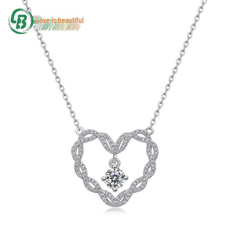 Heart-Shaped Moissanite Necklace in 925 Sterling Silver - Simple INS Style with Full Diamond Clavicle Chain. 925 Silver
Heart-Shaped Moissanite Necklace in 925 Sterling Silver - Simple INS Style with Full Diamond Clavicle Chain. 925 Silver