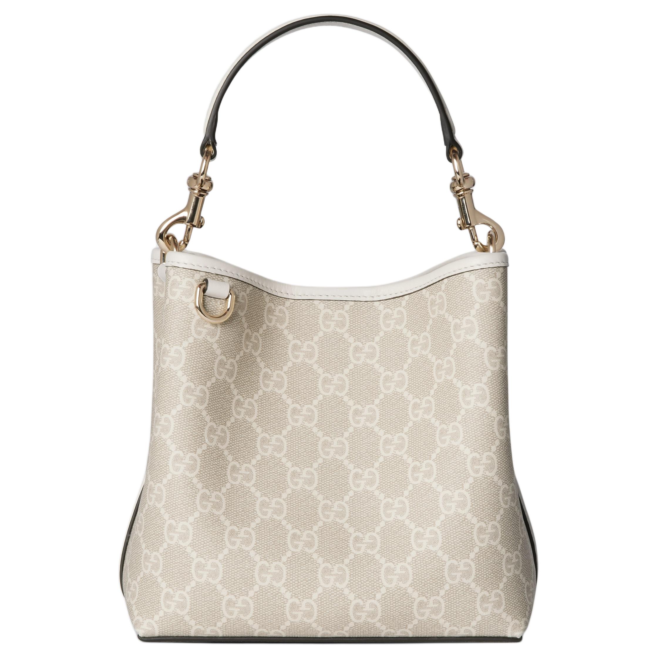 Gucci GG Supreme Beige Canvas Mini Bucket Bag, White Leather Trim, Women s Daily Shopping Travel Shoulder Handbag 815118-FAD6L-9641 Basic Set (Bag+Dust Bag)
Gucci GG Supreme Beige Canvas Mini Bucket Bag, White Leather Trim, Women s Daily Shopping Travel Shoulder Handbag 815118-FAD6L-9641 Basic Set (Bag+Dust Bag)