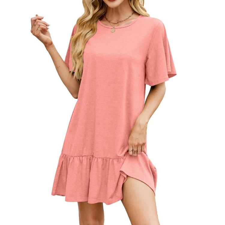 Loose Casual Dress Women Short Sleeve Summer Ruched Solid Color Crew Neck Spring For Cross-border Trade S розовый
Loose Casual Dress Women Short Sleeve Summer Ruched Solid Color Crew Neck Spring For Cross-border Trade S розовый