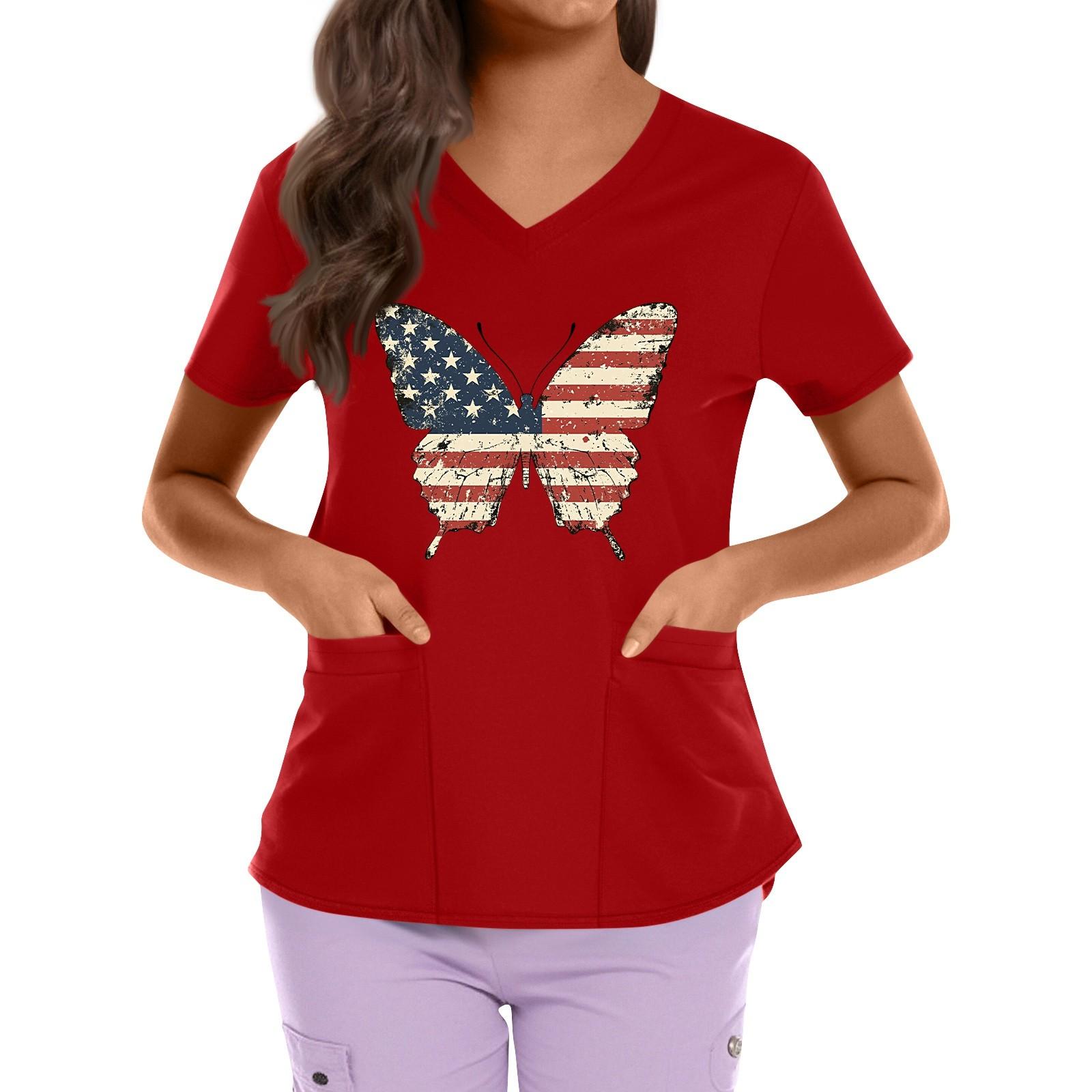 Plus Size Printed Scrub Working Uniform Tops For Women s Cross V Neck Independence Day Print Short Sleeve Fun T-Shirts Workwear Tee With Pockets S червоний
Plus Size Printed Scrub Working Uniform Tops For Women s Cross V Neck Independence Day Print Short Sleeve Fun T-Shirts Workwear Tee With Pockets S червоний