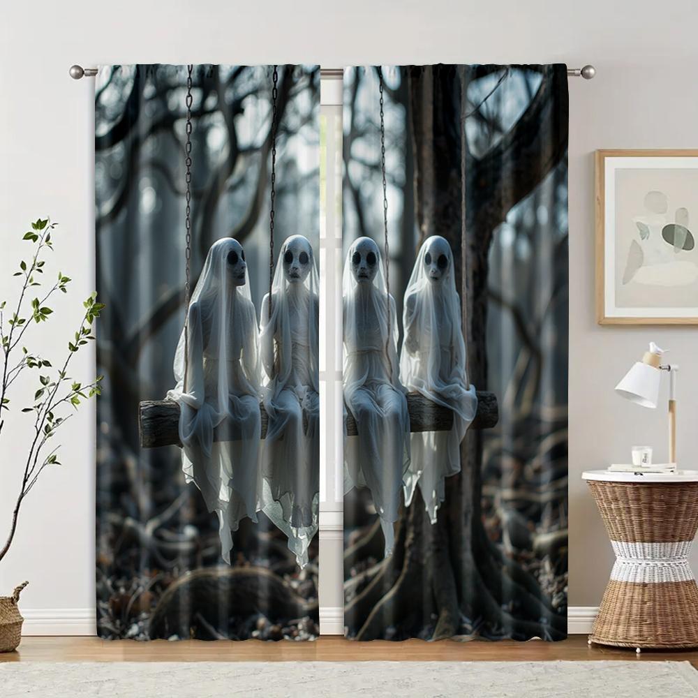 Set Of 2 Filtering Curtains Excluding Rods Non Movable Without Batteries Four Cute Ghosts Use Bedrooms Living Rooms Made Polyester Room Window W100*H70(CM)-Rod Pocket&1PCS
Set Of 2 Filtering Curtains Excluding Rods Non Movable Without Batteries Four Cute Ghosts Use Bedrooms Living Rooms Made Polyester Room Window W100*H70(CM)-Rod Pocket&1PCS