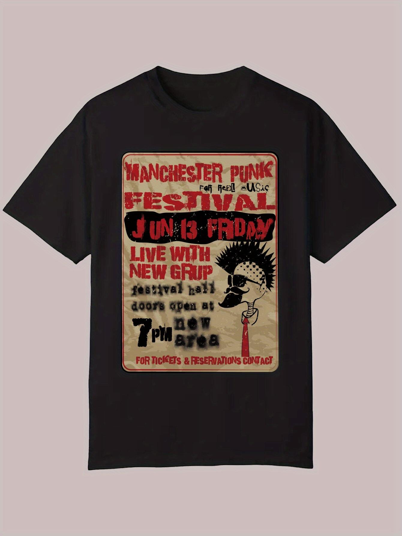 Casual Summer Graphic T-shirt - Black Polyester Crew Neck with MANCHESTER PUNK FESTIVAL Print S
Casual Summer Graphic T-shirt - Black Polyester Crew Neck with MANCHESTER PUNK FESTIVAL Print S