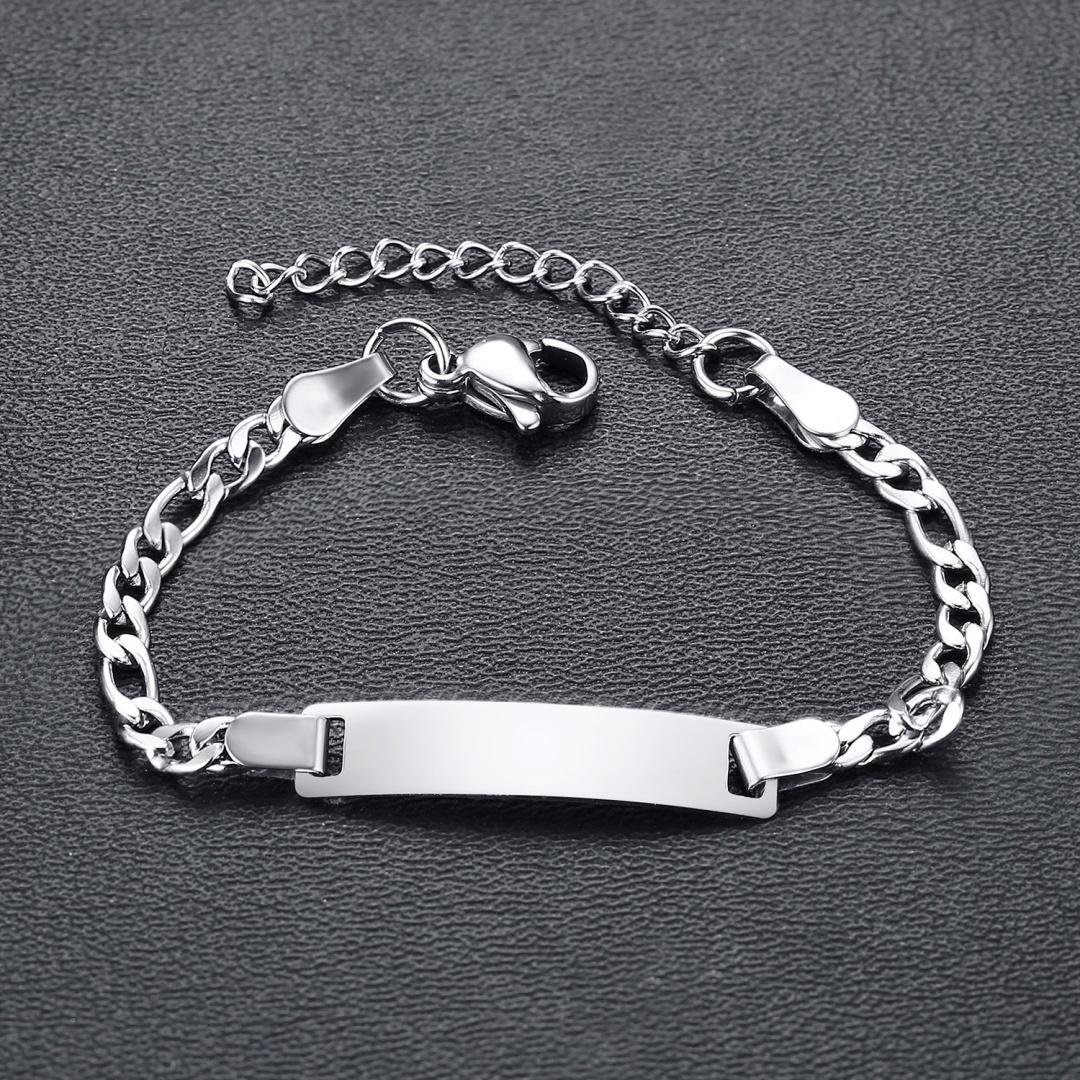 Stainless Steel Jewelry Custom Personalized Name ID Bracelet Gilrs Boy Birthday Gifts, Curb Chain Link Crown Bracelet
Stainless Steel Jewelry Custom Personalized Name ID Bracelet Gilrs Boy Birthday Gifts, Curb Chain Link Crown Bracelet