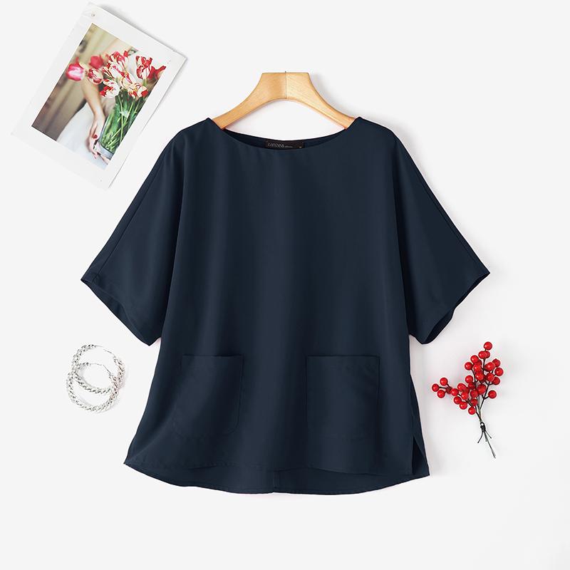 ZANZEA Женская повседневная блузка с круглым вырезом, свободного кроя, с короткими рукавами, однотонная 3XL темно-синий
ZANZEA Женская повседневная блузка с круглым вырезом, свободного кроя, с короткими рукавами, однотонная 3XL темно-синий