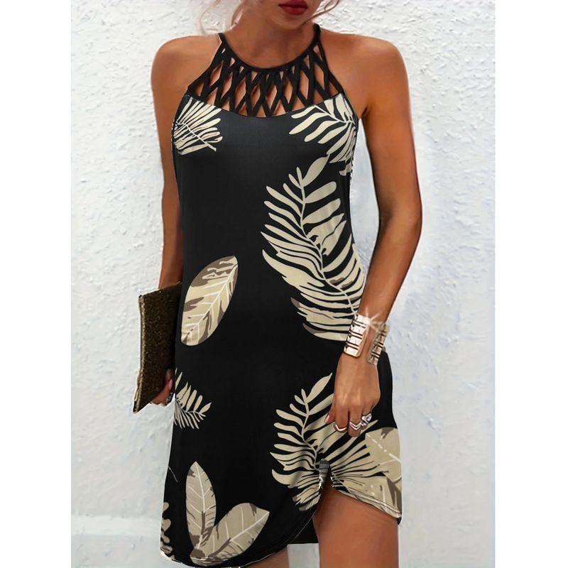 and American Cross-Border Export Spring and Summer Trendy Women Sexy round Neck Sleeveless Dress Print Slim fit Hanging Neck Hollow out Skirts Black S (Bust size 86)
and American Cross-Border Export Spring and Summer Trendy Women Sexy round Neck Sleeveless Dress Print Slim fit Hanging Neck Hollow out Skirts Black S (Bust size 86)