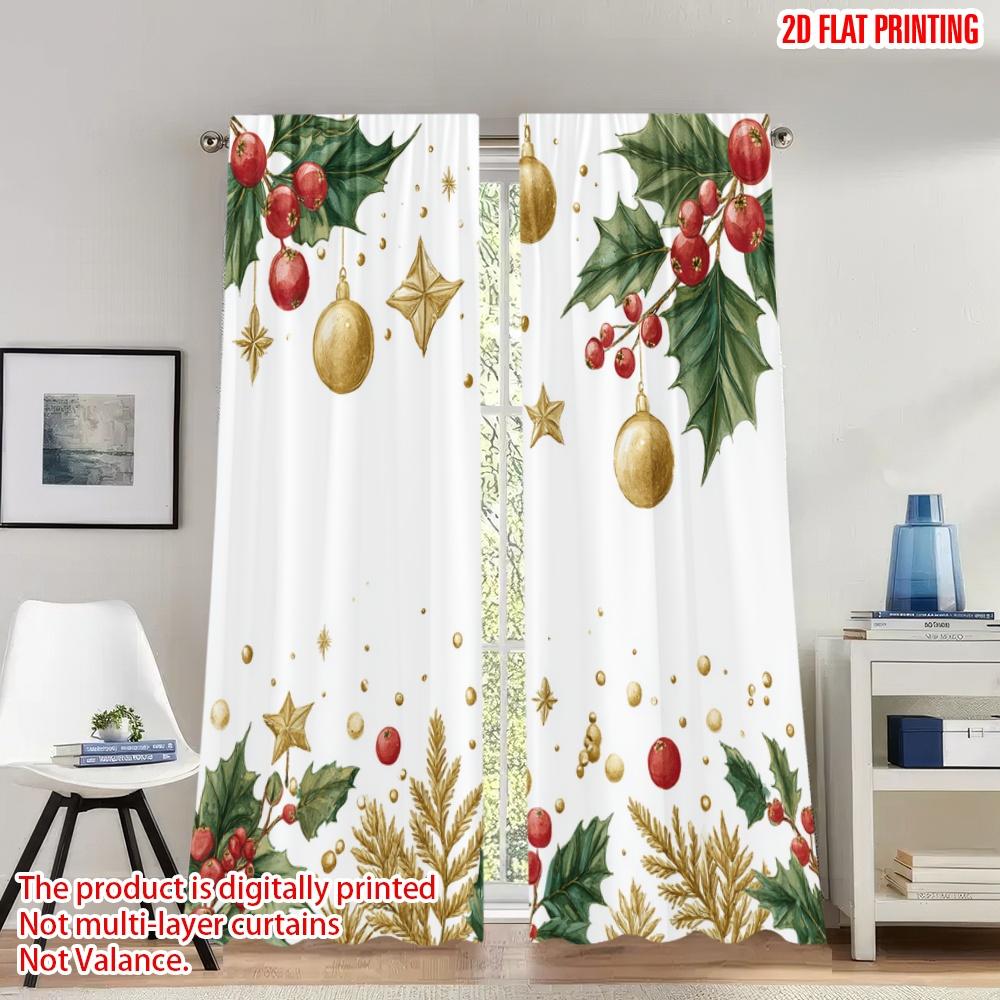 Flat Printing Fashionable Christmas Curtains Holly Berries Stars Digital Printed Polyester Drapes Holiday Curtain Set Of 2 Made Washable W100*H70(CM)-Hooks&2PCS
Flat Printing Fashionable Christmas Curtains Holly Berries Stars Digital Printed Polyester Drapes Holiday Curtain Set Of 2 Made Washable W100*H70(CM)-Hooks&2PCS