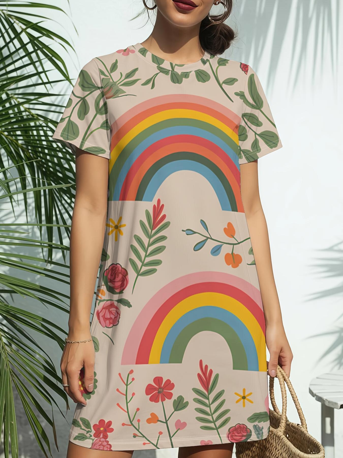 Rainbow DotsNew Women s Crew Neck Short Sleeve T-Shirt Dress. American Style Fashion Trend Digital Print. Spring ; Summer Casual Versatile - Elegant ; S дубильна кора
Rainbow DotsNew Women s Crew Neck Short Sleeve T-Shirt Dress. American Style Fashion Trend Digital Print. Spring ; Summer Casual Versatile - Elegant ; S дубильна кора